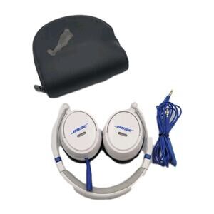 Bose SoundTrue On-Ear Headphones White/Blue Adjustable Need Ear-pad Tested GOOD